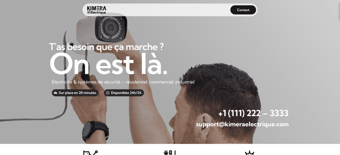 Kimera Électrique : un site web pour une entreprise d’électricité et sécurité